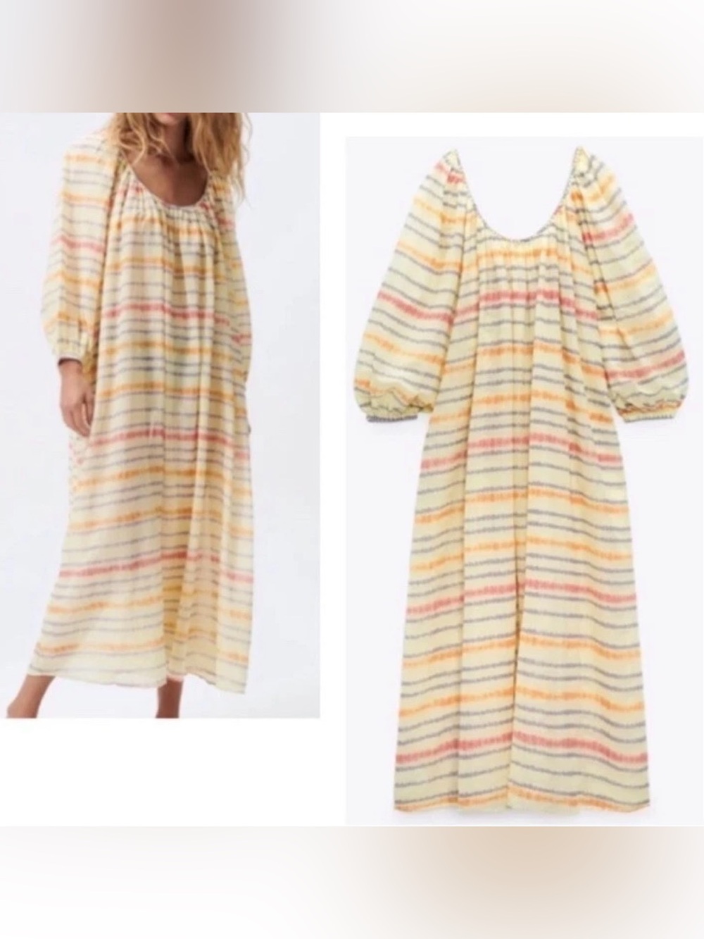 Zara Stripe Tie Dye Oversized Dress Coverup size medium Boho coastal Vacation